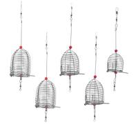 SUPVOX 5pcs Fishing Bait Cage Stainless Steel Lure Holder with Spring Lid for Easy Bait Release Small Red Traps for Fishing Enthusiasts