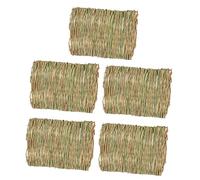 SUPVOX 5Pcs Grass Woven Mat Bedding for Small Animals Natural Chew Bed for Rabbits Guinea Pigs Critters Durable Safe Fun Chewing Mat for Pet Health