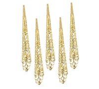 SUPVOX 5pcs Halloween Cosplay Finger Claws Nail Tips Gold Hollow Out Fake Fingertip Covers for Costume Parties and Vampire Role Play