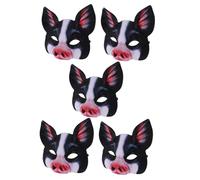 SUPVOX 5pcs Halloween Pig Masks with Digital Print Breathable Half Face Animal Masks for Carnival Christmas Cosplay Party Props Comfortable Fit for Adults