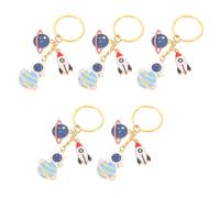SUPVOX 5pcs Metal Astronaut Keychain Set, Creative Spaceman Space Keyrings for Backpack and Bag Decoration, Planet Themed Cool Souvenir Party Favor Accessories