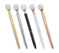 SUPVOX 5pcs Metallic Pearl Ballpoint Pens Set - Electroplated Gold, Silver, Rose Gold, Black White - Stylish Portable Writing Pens for Women Students, Smooth Ink for Daily Office