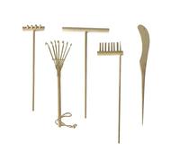 SUPVOX 5PCS Micro Smoothing Bamboo Sand Rake Set 14cm 4-Tooth and 18cm 8-Tooth Rakes, Sand Push Tool, Bamboo Needle for Feng Shui, Home Office, and Mini Garden Play