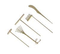 SUPVOX 5PCS Mini Bamboo Sand Rake Set for Zen Garden Desktop Decor 14cm Four-Tooth 18cm Eight-Tooth Rakes Sand Push Bamboo Needle for Meditation and Office Use