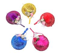 SUPVOX 5pcs Mini Cap Chicken Hat with Adjustable Strap Charming Floral Pattern Fabric 2.75x2.67x1.18in for Photoshoots Bearded Dragons and Lizards Pet Chicken Supplies