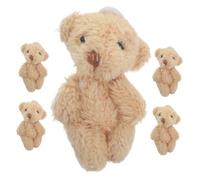 SUPVOX 5pcs Miniature Bear Plush Stuffed Cute Tiny Bears for Wedding Party Favors Dollhouse Decor Keychain Accessories Multipack Soft Animal Charms