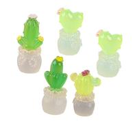 SUPVOX 5pcs Miniature Cactus Plant Ornaments Resin Plants Dollhouse Decoration Indoor Garden Faux Succulent Figurines for Car Mantel Tabletop Decor