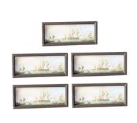 SUPVOX 5Pcs Miniature Dollhouse Decorative Furniture Model Set, Micro Landscape Art Prints Wall Decor, DIY Small Doll House Layout Props for House Accessories