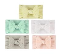 SUPVOX 5pcs Nylon Bowknot Headband for Newborn Girls Hair Bands Boy Girl Headwear Non-irritating Breathable Safe for Skin Flesh Grey