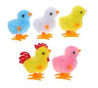 SUPVOX 5pcs Plush Chicken Wind Up Realistic Jumping Animal Figurines for Easter Bag Fillers Portable Fun Creative Plush for Parties