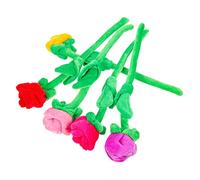 SUPVOX 5pcs Plush Roses Bouquet Soft Artificial Flower with Bendable Stems for DIY Decorations Photo Props Gifts Pink Orange Purple Red