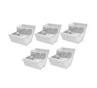 SUPVOX 5pcs Rabbit Cage Accessories Bunny Food Bowl Rabbit Food Dispenser Metal Trough Feeder Bunny Feeder for Cage Chicken Coop Waterer Silver Iron