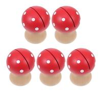 SUPVOX 5pcs Red Mushroom-Shaped Wooden Memo Clips Photo Holders Business Card Clamps Message Clips Desk Organizer for Office and Home