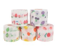 SUPVOX 5pcs Self Adhesive Sports 7.5cm Wide Breathable Wraps Cute Fruit Patterns for Basketball Football Wrist Support
