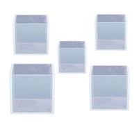 SUPVOX 5pcs Silicone Cube Making Mold for DIY Tabletop Decors, Square Shaped Casting Mold with Easy to Clean and Easy to Take Out Features, for Art Crafts and Creating Drawer Storage