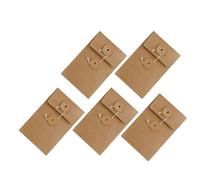 SUPVOX 5pcs Small Kraft Paper Envelopes with String Tie Closure, Vintage Handmade Paper Document Pouches 70x110mm, Button and String Bulk Envelopes for Office and Party Organization