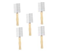 SUPVOX 5pcs Stainless Steel Dog Grooming Comb Double-sided Dematting Tool with Ergonomic Handle for Shedding and Detangling Pets Gentle Anti-static Hair Brush for Cats and Dogs