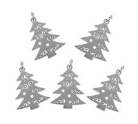 SUPVOX 5pcs Stainless Steel Xmas Tree Pendant Charms for DIY Jewelry Making, Mini Christmas Tree Necklace Pendants Craft Supplies in Steel Color for Holiday Decorations