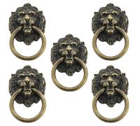 SUPVOX 5pcs Vintage Lion Head Pull Handles Zinc Alloy Single Hole Silver