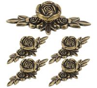 SUPVOX 5pcs Vintage Rose Cabinet Knobs Decorative Zinc Alloy Flower Drawer Knobs for Desk Drawers and Bookcases, Easy to Install Decorative Hardware for Bathroom and Household Furniture