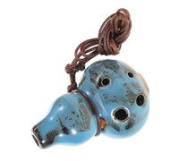 SUPVOX 6-hole Ceramic Alto C Ocarina Blue Glaze, Professional Mid-range Musical Wind Instrument with Songbook for Beginners and Outdoor Mindfulness Music