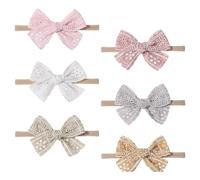 SUPVOX 6 Pcs Baby Girl Headbands and Bows for Newborns, Lace Ribbon Elastic Hairbands, Nylon Material, Set for Infant Girls’ Daily Wear and Special Occasions