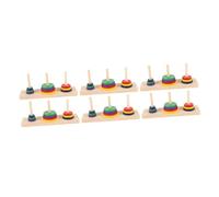 SUPVOX 6 Pcs Wooden Hanoi Tower Puzzle Brain Teaser Games for Adults and Smooth Surface Safe Intellectual for Creative DIY Party Play and Stress Relief