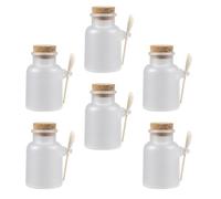 SUPVOX 6 Sets Refillable Plastic and Wood Mask Holders with Leakproof Cork Lids and Spoons, 100g Capacity Jars for Storage, for Personal Care and Beauty Salons