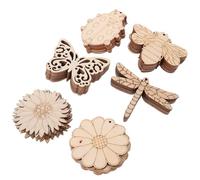 SUPVOX 60pcs Wooden Blank Slices Set for DIY Crafts, Unfinished Wood Chips with Spring Flower, Butterfly, Dragonfly, Beetle, and Bee Shapes, Natural Wood Material for Home Decoration