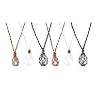 SUPVOX 6pcs Adjustable Hand-woven Necklace Net Bags Crystal Holder Cage DIY Pendant Necklace Set with Brown, White, and Black Cord for Jewelry Making Accessories