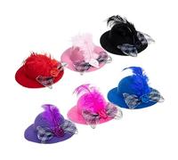 SUPVOX 6Pcs Adjustable Lace Edge Chicken Hats Decorative Parrot Caps Lightweight Hen Accessories for Poultry Parties Christmas Birthdays Photo Props in Blue Pink Black Red Purple Rose Red