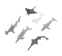 SUPVOX 6pcs Animal Models Realistic Fish for Educational Ocean Creatures Decor Includes Dolphin Shark Whale in Black White and Light Grey