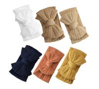 SUPVOX 6pcs Bow Headbands Soft Elastic Nylon Hair Bands for Newborns for Birthdays Photography Props Special Occasions Deep Brown White Light Brown Orange Ginger Yellow