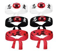 SUPVOX 6pcs Breathable Comfortable Japanese Bandana Headband Adjustable Fit for Karate Chef Pirate and Sushi Accessories