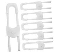 SUPVOX 6pcs Cabinet Locks Safety U-Shaped Proofing Latches for Cabinets Wardrobes White Plastic No-Tool Installation Prevents Access to Dangerous Items