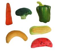 SUPVOX 6pcs Catnip Toys Simulated Vegetable Kitten Toy Set Including Green Pepper Carrot Banana Corn Broccoli Watermelon, Squeaky Pet Plaything for Indoor Cats