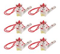 SUPVOX 6Pcs Ceramic Bird Water Whistles with Lanyard - Rabbit Design Decoy Whistle Set for Outdoor Play, Bath and Bird Calling Sound Instrument
