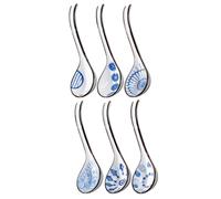 SUPVOX 6pcs Ceramic Soup Spoons Set Large Capacity Asian Soup Ladle Spoons Comfortable Handle and Intricate Chinese Style Pattern for Dining and Serving