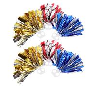 SUPVOX 6pcs Cheering Squad Hand Flower Cheerleading Pompom Silver Pom Poms for Cheerleading Sports Team Cheering Party Favors Baton Handle