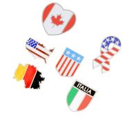 SUPVOX 6pcs Chic World Map Country Flag Brooch Pins Set, Alloy Material Costume Props Decoration, Unique Stylish Brooch Pins for Clothing Accessories