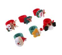 SUPVOX 6PCS Christmas Slap Bracelets Party Favors with Santa Claus Wreath Reindeer Designs Snap Bands for Holiday Decorations Gift Bag Fillers Classroom Prizes