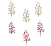 SUPVOX 6pcs Christmas Tree Ornaments Glitter Hollowed Artificial Pe Leaves Xmas Leaf Crafts Decorations for Holiday Wreaths and Indoor Festive Decor Random Color