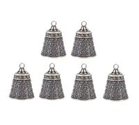SUPVOX 6pcs Copper Lection Bell Pendant Vintage Hanging Decor DIY Keychain Charm Set, Antique Style Copper Bells Suitable for Jewelry Making and Home Office Decoration