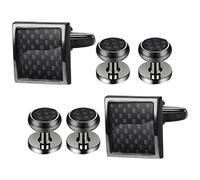 SUPVOX 6pcs Cufflinks and Shirt Studs Set, Black Copper Tuxedo Accessories for Men, Secure Fit, for Dress Shirts and Formal Wear