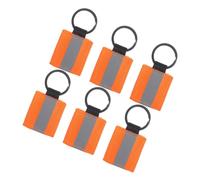 SUPVOX 6pcs Fluorescent Orange Reflective Keychain Tags for Backpack Zipper Pulls High Visibility Safety Warning Keyrings for Outdoor Cycling Camping