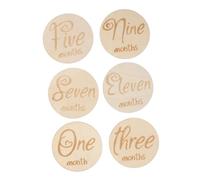 SUPVOX 6pcs Growth Marker Cards Wooden Discs for Boy Girl Monthly Photo Shoots Newborn Memory Cards Wood Toys