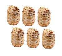 SUPVOX 6Pcs Handmade Bamboo Bird Nest with Hooks Durable Woven Outdoor Bird House for Garden Breathable Protective Shelter Creative Eco Friendly