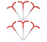 SUPVOX 6pcs Heavy Duty Ice Fishing Tent Anchors, Spiral Metal Stakes | Rust Resistant Metal and Rubber Build, Firm Grip for Guy Lines, Camping Tents, Ice Shelter Setup