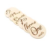 SUPVOX 6pcs Infant Growth Cards Double-Sided Wood Carved Pattern Khaki Monthly Achievement Photography Props Elegant Romantic Baby to Share Your Happiness