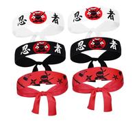 SUPVOX 6pcs Japanese Karate Headbands Adjustable Ninja Bandanas for Men Multipurpose Chef Accessories for Cooking Sushi Party Decorations and Samurai Cosplay